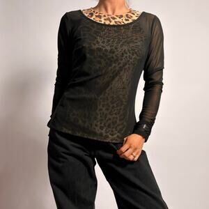 Venus Black Mesh Layered Top - Medium